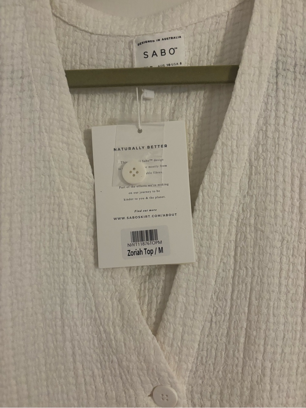 Sabo Skirt Cream Textured V-Neck Tank Top - Picture 5 of 7